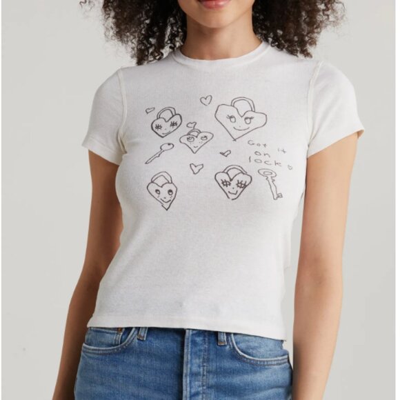 RE/DONE '90s Hearts Cotton Baby Tee Shirt S NWT $160 - Picture 3 of 4